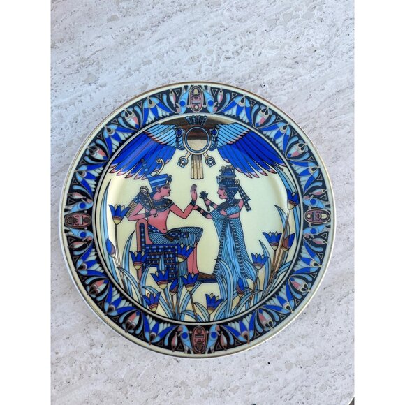 Fine Royal Porcelain King Tut Decorative Plate 6.5" Diameter Egyptian Design GUC - Picture 10 of 10